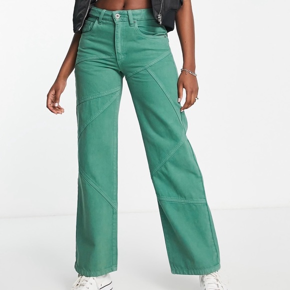 Cotton On Pants - ASOS Woman’s Cotton On green panel straight leg jeans, Size 8, EUC (SEE NOTE)